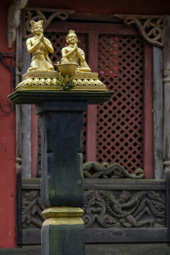 Detail of a Hindu temple in Bandipur. Nepal.