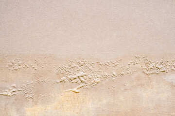 Brown wall damp damaged with peeling paint
