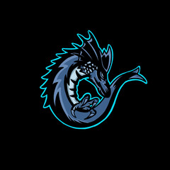 Sea dragon king logo vector .