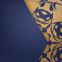 Presentable business card in dark blue with Indian gold pattern for your brand.