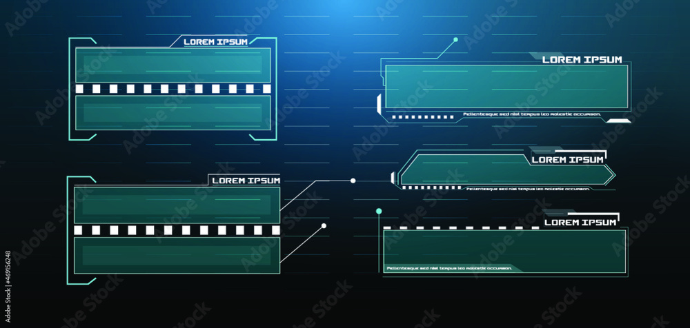 Poster futuristic vector hud interface screen design. digital callouts titles. hud ui gui futuristic user i