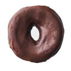  Single delicious chocolate doughnut isolated on a white background