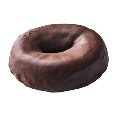  Single delicious chocolate doughnut isolated on a white background