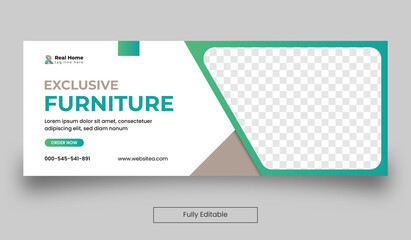 Exclusive furniture social media minimalist facebook cover design. Fully editable promotion corporate web banner stories ads.