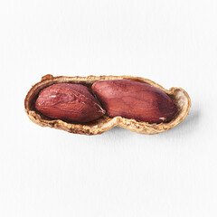  Middle peanut shell with peanuts isolated on a white background