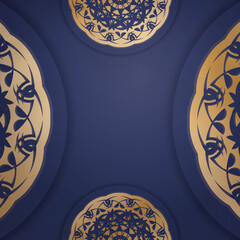 Presentable dark blue business card with Greek gold ornaments for your brand.