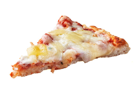  Slice of 4 cheeses italian pizza isolated on a white background