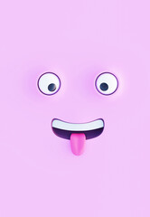 funny guy with cross-eyed stuck out his tongue, cartoon face, cool screensaver on a mobile phone, 3d render