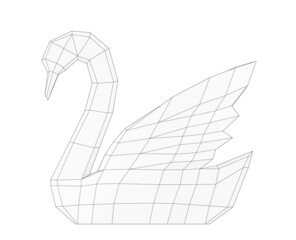 Graphic contour of polygonal Swan, 3d render