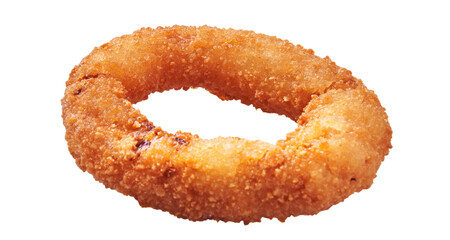  SIngle breaded onion ring isolated on a white background