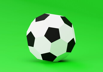 Obraz premium Soccer ball on green background, 3d render