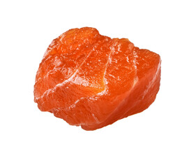  SIngle portion of fresh salmon isolated on a white background