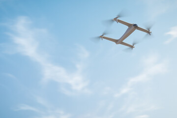 Reconnaissance drone flying in the sky