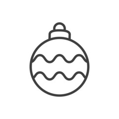 Decoración para árbol de navidad. Icono silueta de bola de navidad con líneas con forma de olas en color gris