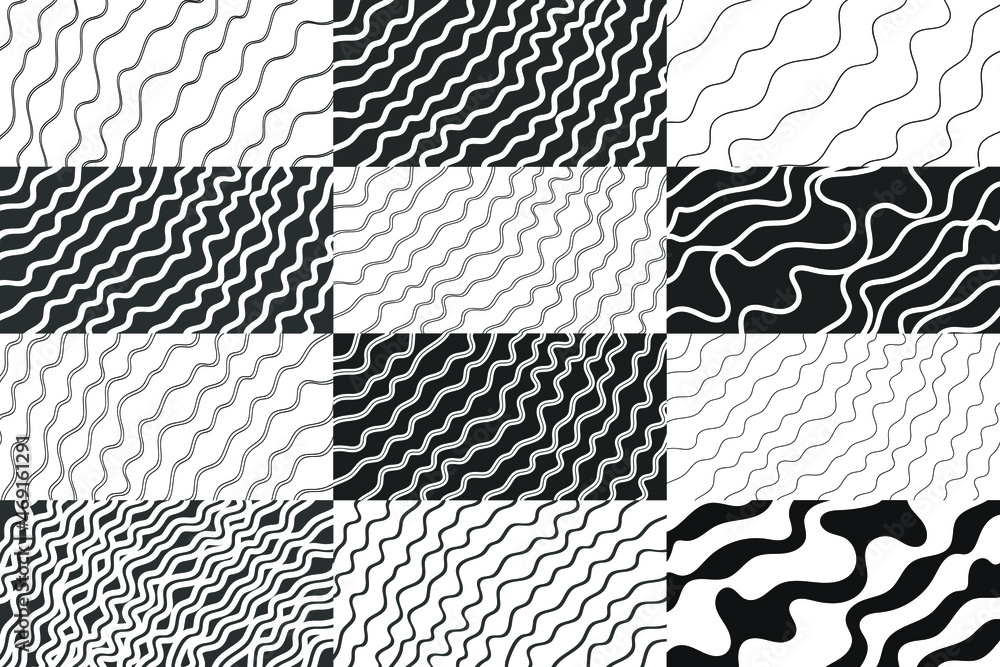 Poster abstract vector background design with curve lines. black and white wave.