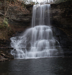 Beautiful cascading falls in rural Virginia in late autumn.