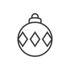 Decoración para árbol de navidad. Icono silueta de bola de navidad con rombos con líneas en color gris
