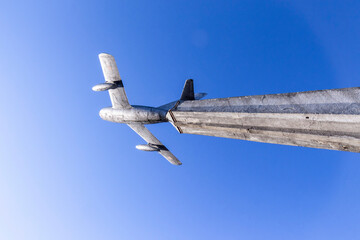 Model of a MIG 52 jet in Ternopil. Monument to Soviet pilots