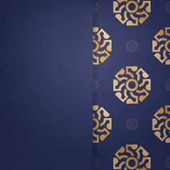 Visiting business card in dark blue with Indian gold ornaments for your brand.