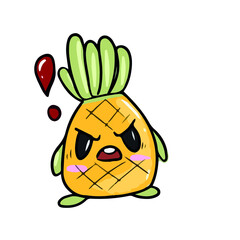 Funny pineapple in emotions  , vector design for stickers on a social network