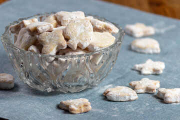 homemade shortbread cookies covered with powdered sugar