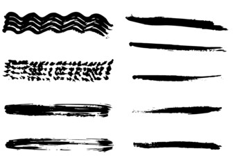 Grunge dry paint brush strokes, vector, isolated