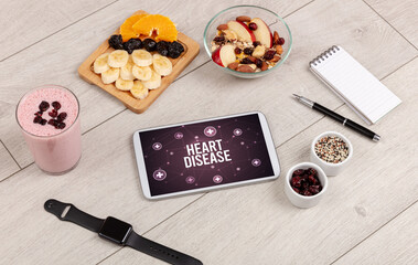 Tablet Pc with fruits, healthy concept