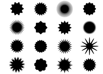 Abstract Sunburst vector badges set, isolated	
