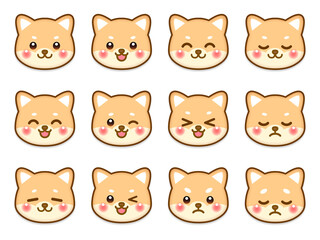 柴犬の顔アイコンのベクターイラスト素材