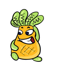 Funny pineapple in emotions  , vector design for stickers on a social network