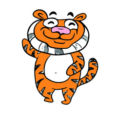 Funny tiger , vector design for stickers on a social network