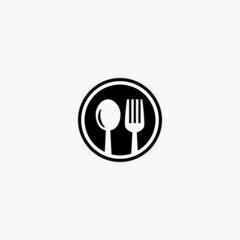 restaurant cutlery circular symbol of a spoon and a fork in a circle icon. restaurant cutlery circular symbol of a spoon and a fork in a circle vector icon on white background