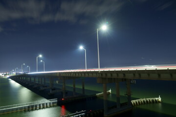 Florida Tampa bay and bridge: night landscape	
