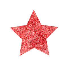 Red glitter star isolate on white background. Vector illustration.