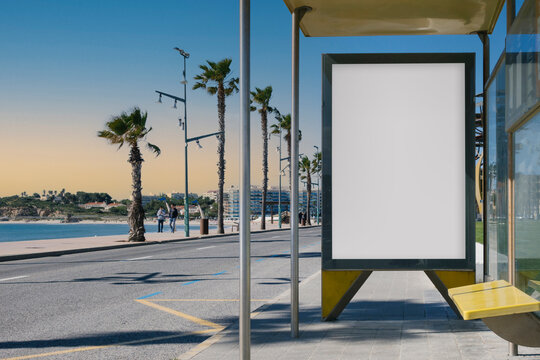 Bus Stop With Blank Billboard