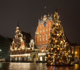Christmas decoration of Townhouse square in Riga. Latvia