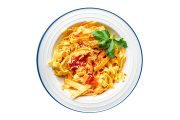 pasta tomato sauce vegetable tagliatelle linguini meal snack on the table copy space food...