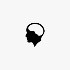 brain inside human head icon. brain inside human head vector icon on white background