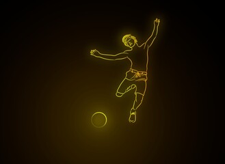football player neon vector art