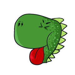 Funny dinosaur shows language,vector design for stickers on the social network.