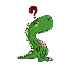 Funny dinosaur question mark,vector design for stickers on the social network.