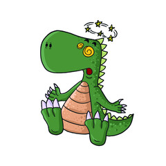 Funny dinosaur vertigo ,vector design for stickers on the social network.