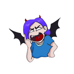 Cute girl's face to memorize angry ,vector design for stickers in social networks.networks, icons