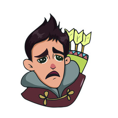 Naklejka premium Funny archers boy apologizes, vector design for stickers on a social network