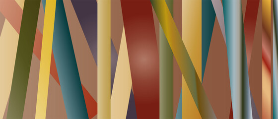 Striped background with geometric shapes. Template for wallpaper, screensavers, modern design in postel shades of color.