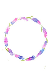 watercolor wreath with flowers and leaves