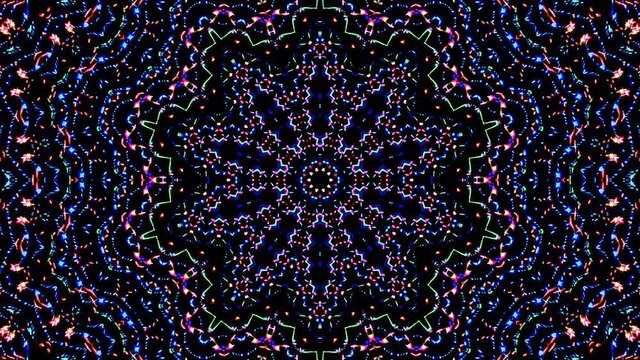 Abstract Kaleidoscope pattern with full colors. Magic mandala. 4k