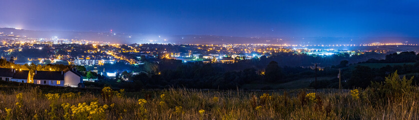 View of the city at dusk in Cork, Ireland