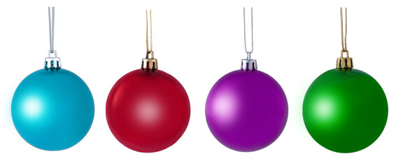 Fototapeta na wymiar Collection of colorful christmas decoration balls isolated on white background