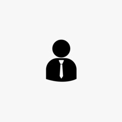 business person silhouette wearing tie icon. business person silhouette wearing tie vector icon on white background